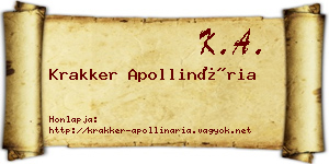 Krakker Apollinária névjegykártya